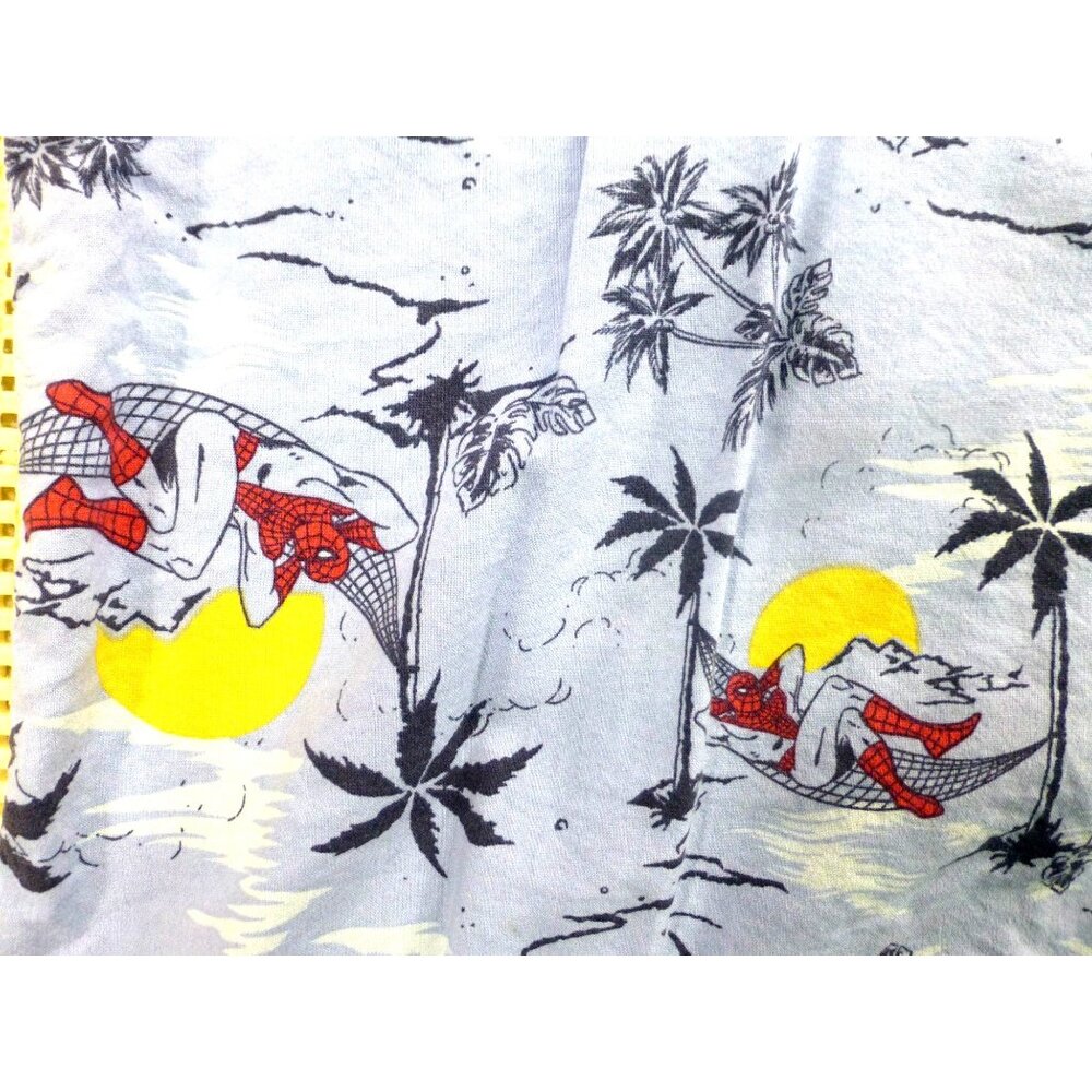 Marvel Mens XL Spider-Man Hawaiian Shirt Tropical Palm & Spider-Man Hammock Prin - Picture 3 of 12